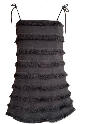 Mirimalist Fringe Mini Dress - Black
