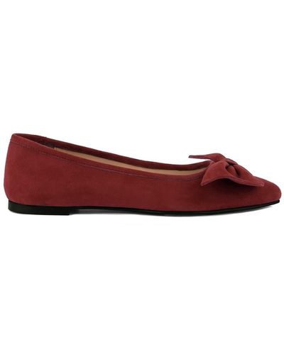 Rag & Co Chuckle Burgundy Big Bow Suede Ballerina Flats - Red