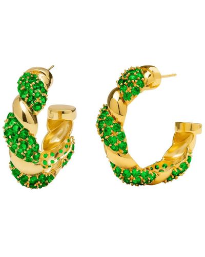 Lavani Jewels Green & Gold Plated Paramount Hoops - Multicolor