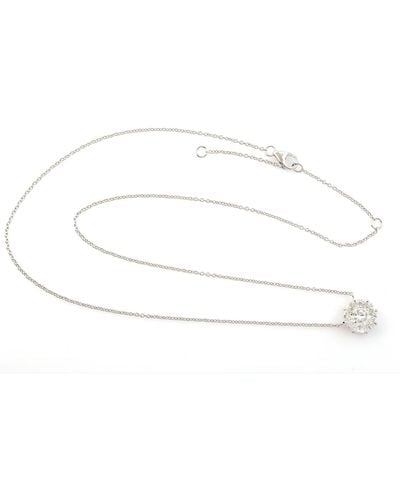Artisan Floral Round Cluster Diamond In 18k Gold Designer Princess Necklace - White