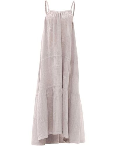 Haris Cotton Embroidered Backless Cami Dress - Grey