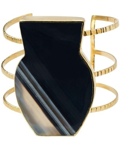 YAA YAA LONDON Black Gray Gemstone Gold Body Cuff Bracelet - Blue