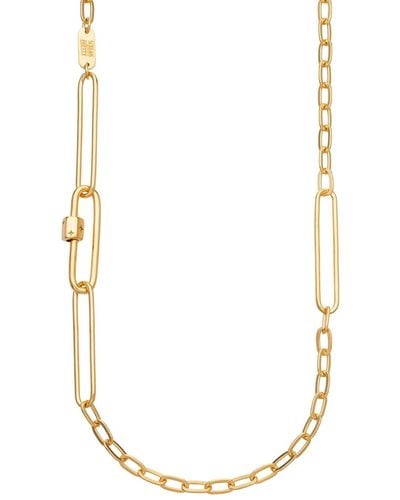 Scream Pretty Mismatched Long Link Carabiner Chain Necklace - Metallic