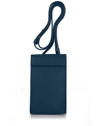 godi. Handmade Adjustable Leather Phone Bag With Pocket - Blue