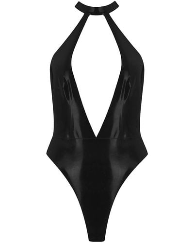 Elissa Poppy Latex Bodysuit - Black