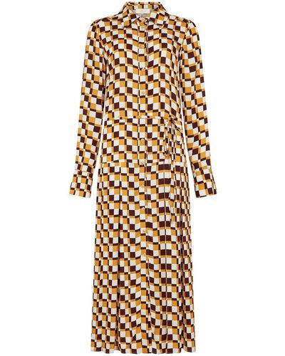 Mirla Beane Checkerboard Shirt Dress - Natural