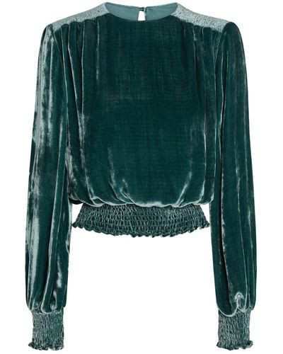 LAHIVE Mary Jane Seaglass Silk Velvet Top - Green
