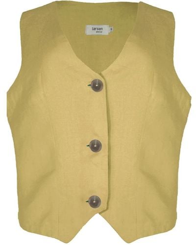 Larsen and Co Pure Linen Valencia Waistcoat In Chartreuse - Yellow