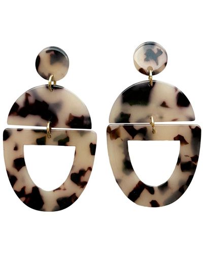 CLOSET REHAB Neutrals Open Tab Drop Earrings In Tortoise - Metallic