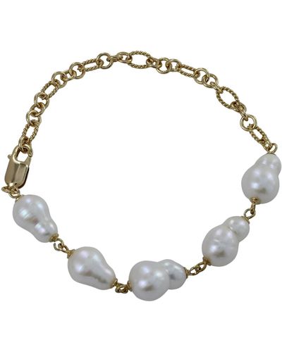 Reeves & Reeves Elegant Pearl & Chain Bracelet - Metallic