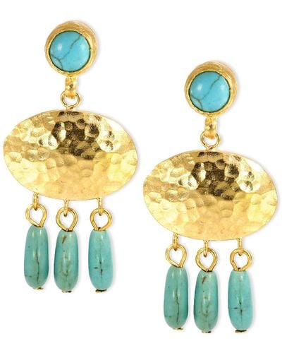 Ottoman Hands Estelle Turquoise Drop Stud Earrings - Yellow