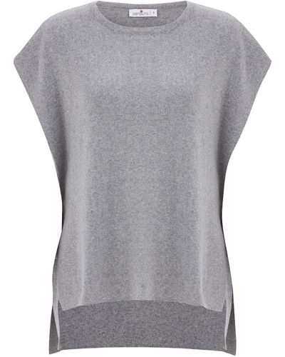 Peraluna Side-laced Loose Cashmere Blend Sleeveless Poncho In - Gray