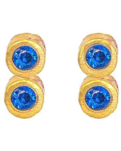 Lily Flo Jewellery Disco Dot Double Blue Sapphire Stud Earrings