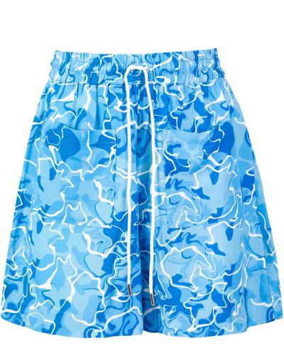 JAAF High-rise Shorts In Pool Water Print - Blue