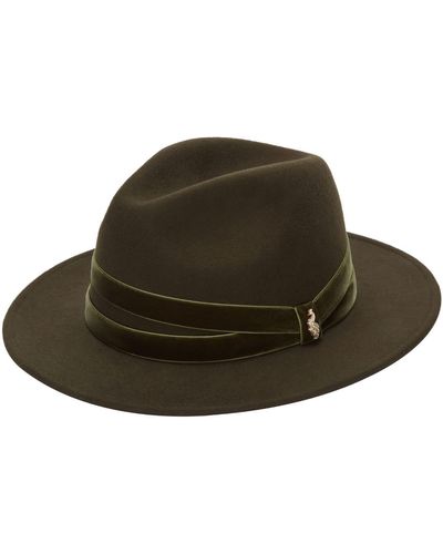 Hortons England Ascot Wool Fedora Olive - Brown