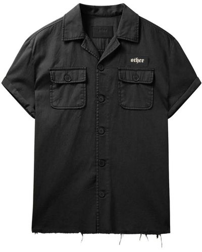 Other Short Sleeve Skull & Crossbones Military Shirt - Black