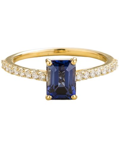 Juvetti Thamani Gold Ring Royal Blue Sapphire & Diamond