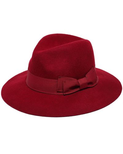 Justine Hats Wide Fedora Hat - Red