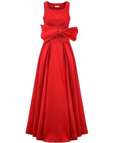 Winifred Mills Thais Sleeveless Taffeta Maxi Dress - Red