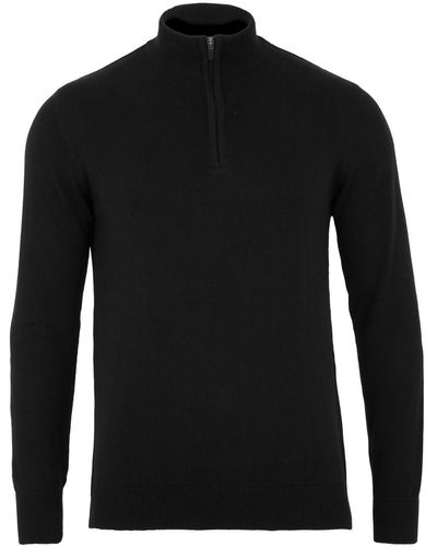 Paul James Knitwear S Lightweight Foster Cotton Zip Neck Sweater - Black