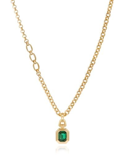 33mm Abel Emerald Pendant Necklace - Metallic