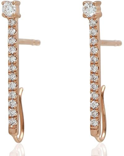 Artisan Designer Minimal Sale Natural Diamond Stud Earrings 18k Rose Gold - White