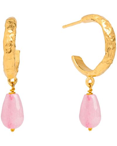 Lavani Jewels Sadie Pink Hoop Earrings - White
