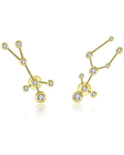 Genevieve Collection Gemini Zodiac Constellation Earing 18k Yellow & Diamond - Metallic