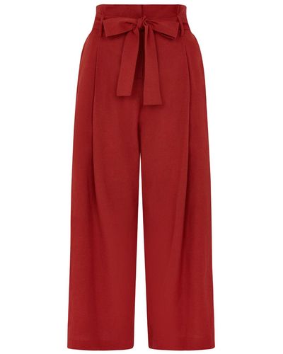 Emily and Fin Gilda Cotton Linen Paprika Trouser - Red