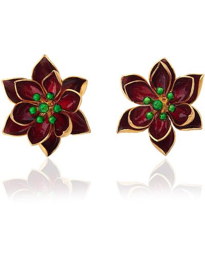 Milou Jewelry Lotus Flower Earrings - Brown
