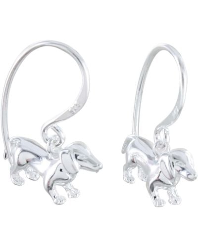 Reeves & Reeves Dachshund Sterling Drop Earrings - Metallic