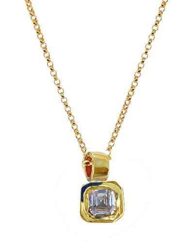 Lily Flo Jewellery Cushion Cut Diamond Necklace - Metallic