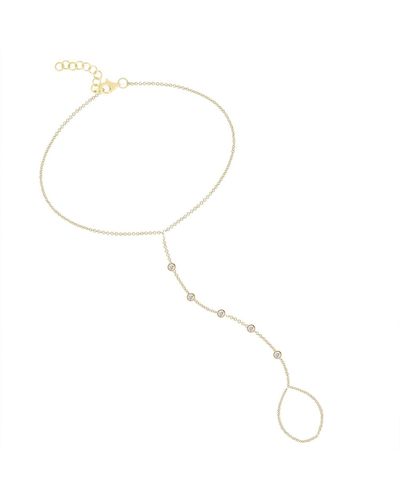 770 Fine Jewelry Multiple Bezels Hand Chain Bracelet - White