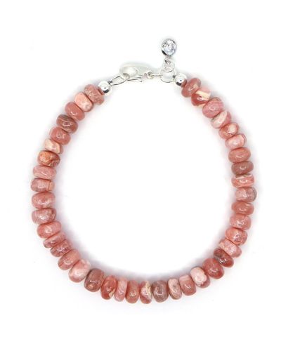Shar Oke Rhodochrosite & Sterling Silver Beaded Bracelet - Pink
