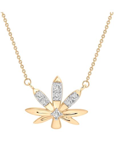 Miki & Jane Mary Jane Diamond Leaf Necklace - Metallic