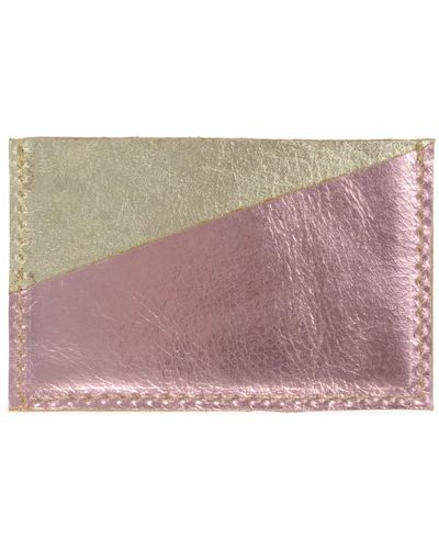 VIDA VIDA Diagonal & Pink Leather Card Holder