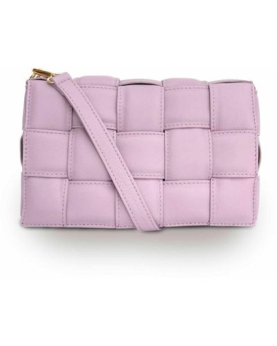 Apatchy London Lilac Padded Woven Leather Crossbody Bag - Purple