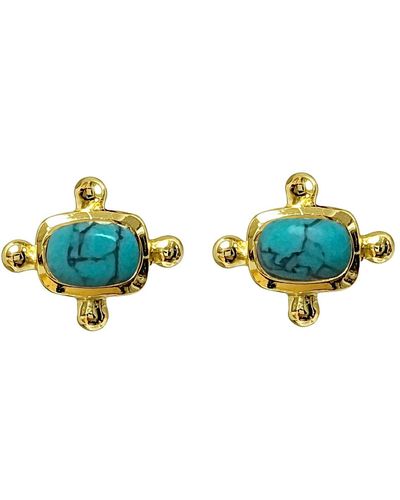 Mirabelle Beatriz Howlite Turquoise Stud Earrings - Blue