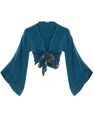 Movom Joan Tie Front Blouse - Blue