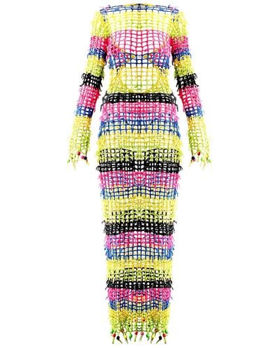 Elsie & Fred Bonet Crochet Multicolour Maxi Dress