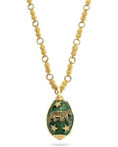 LORA Panther Green Gold Necklace - Metallic