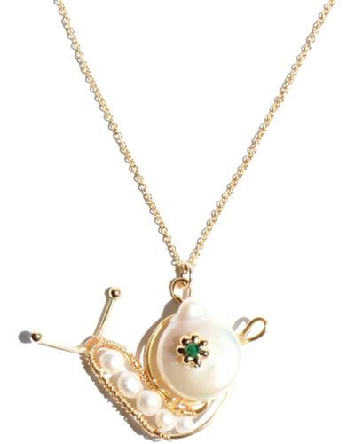 I'MMANY LONDON Snailed It Freshwater Pearl Snail Necklace 18k Gold-filled Chain - Metallic