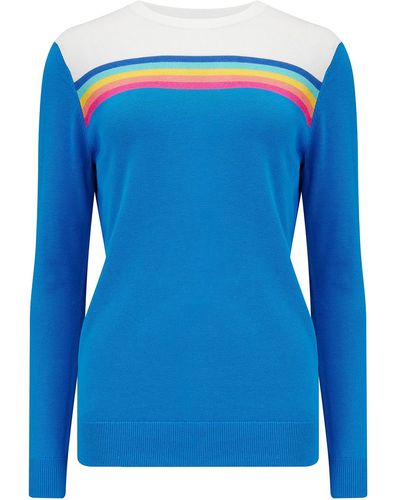 Sugarhill Rita Jumper , Rainbow Split Stripe - Blue