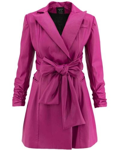 AVENUE No.29 Eco Leather Blazer Dress With Bow - Purple