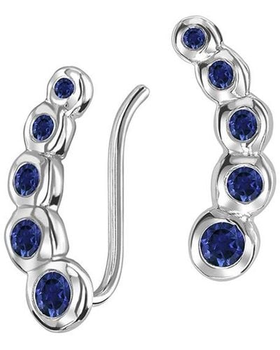 Dower & Hall Blue Sapphire Dewdrop Ear Climbers In Sterling