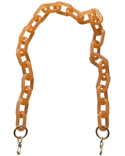 CLOSET REHAB Chain Link Short Acrylic Purse Strap In Tangerine - White