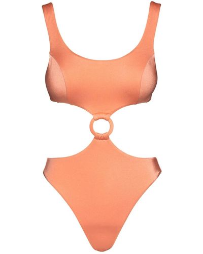 Noire Swimwear Orange Colour Block Cut-out One Piece