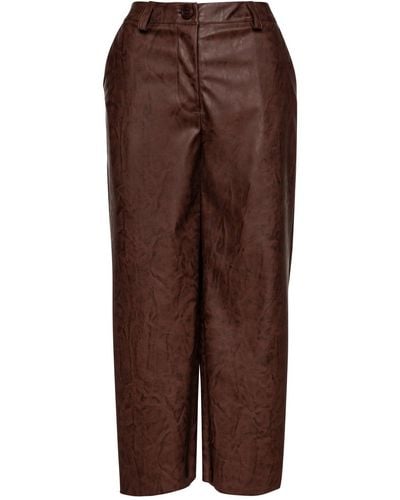 Conquista Chocolate Faux Leather Culottes - Brown