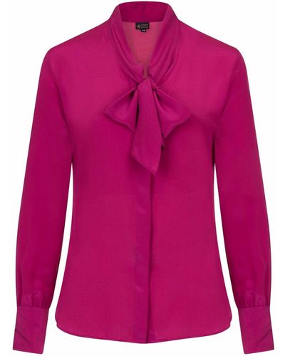 Sophie Cameron Davies Berry Pink Silk Bow Blouse