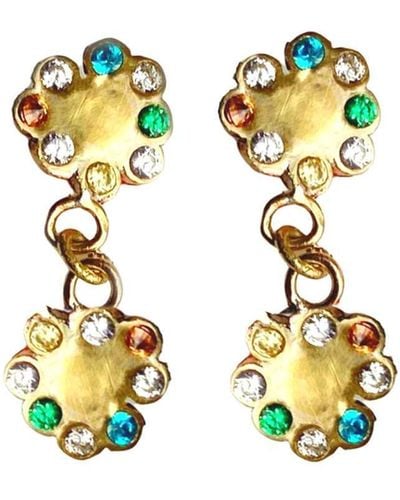 Lily Flo Jewellery Electric Garden Gemstone Double Drop Earrings - Metallic